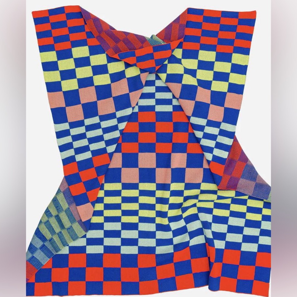 Verloop. Mosaic Stripes.Knit Throw. American Folk Art Pattern.50x60”